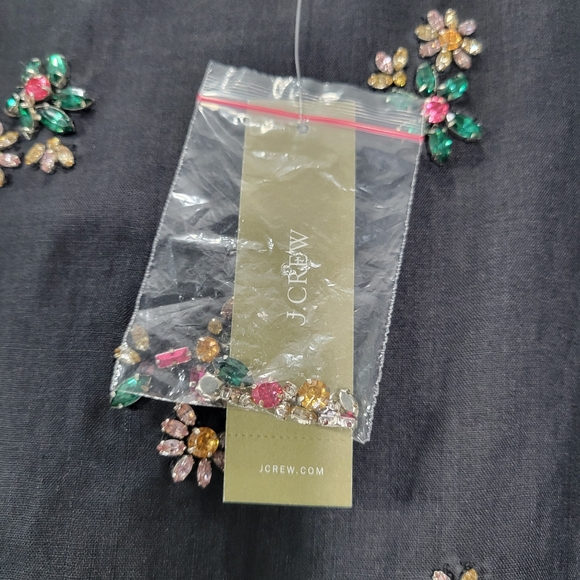 J Crew Collection embellished knee-length skirt in ramie CL667 NWT Black Floral - Picture 7 of 11